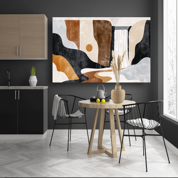 Minimalistische Waterval in Aardetinten Abstract canvas
