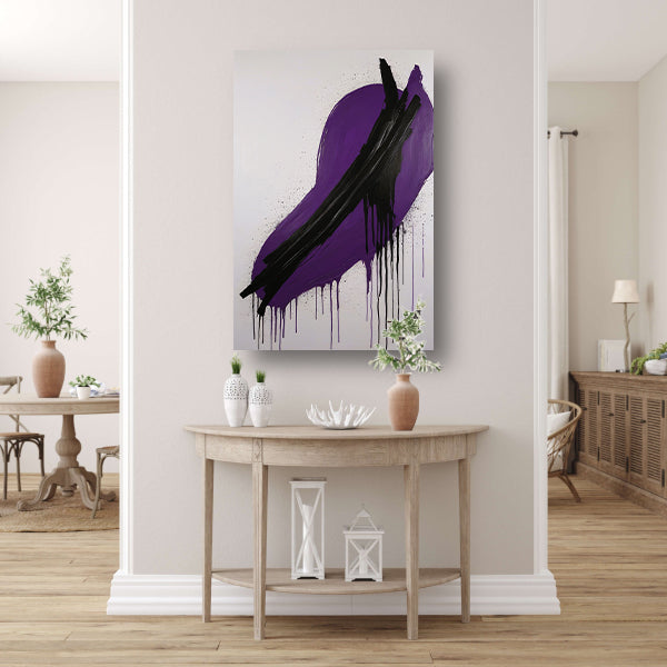 Dynamisch Abstract in Paars en Zwart canvas