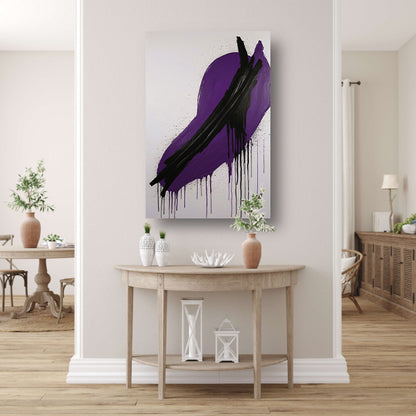 Dynamisch Abstract in Paars en Zwart canvas