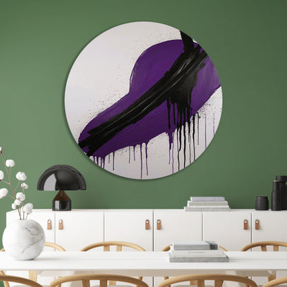 Dynamisch Abstract in Paars en Zwart forex muurcirkel