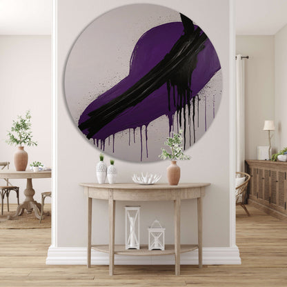 Dynamisch Abstract in Paars en Zwart forex muurcirkel