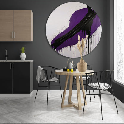 Dynamisch Abstract in Paars en Zwart forex muurcirkel
