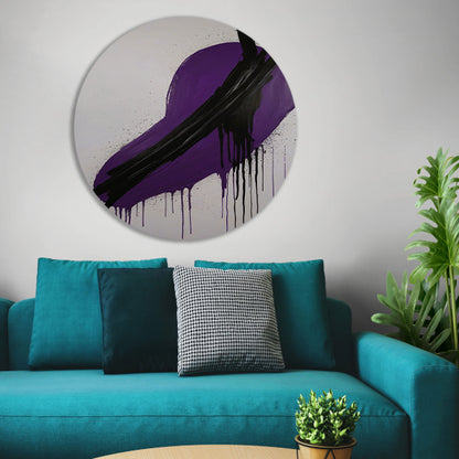 Dynamisch Abstract in Paars en Zwart forex muurcirkel