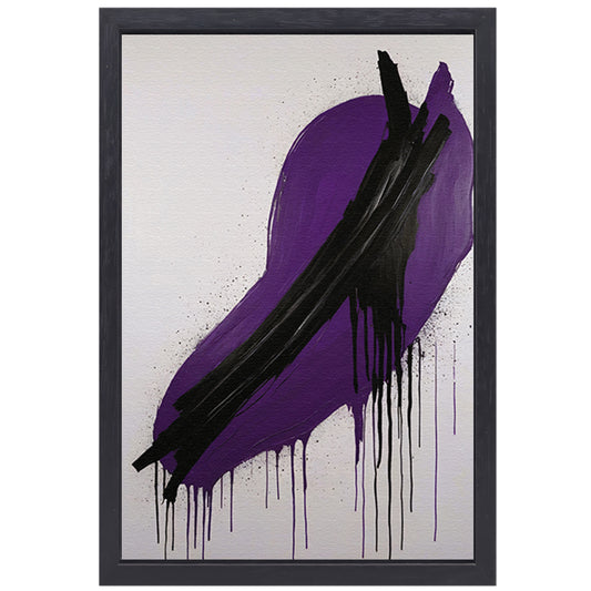 Dynamisch Abstract in Paars en Zwart canvas met baklijst