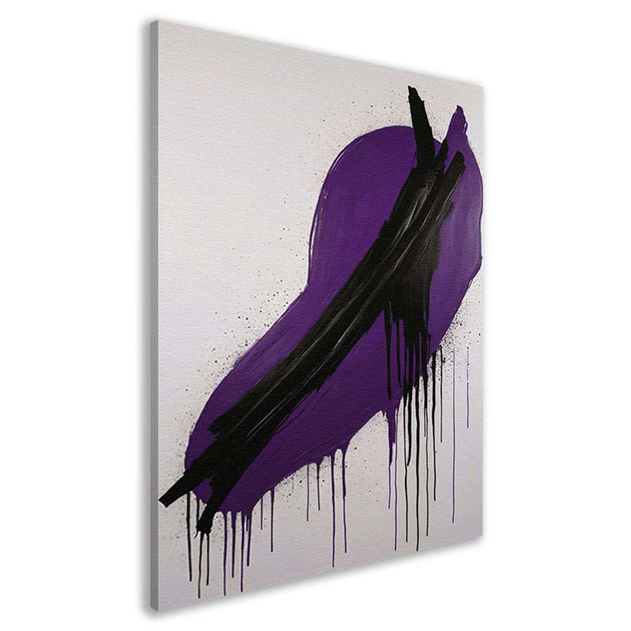 Dynamisch Abstract in Paars en Zwart canvas
