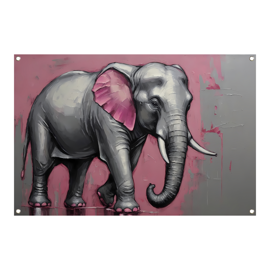 Abstracte olifant in zilver en roze tuinposter