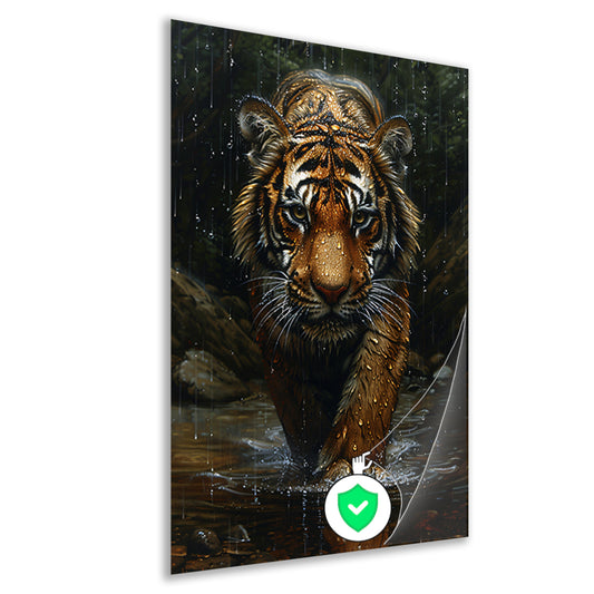 Portret van een Tijger in de Regen poster