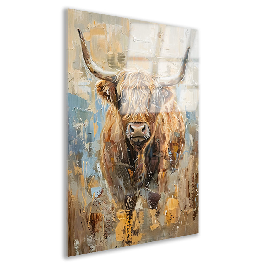 Abstract schilderij van een Schotse hooglander acrylglas