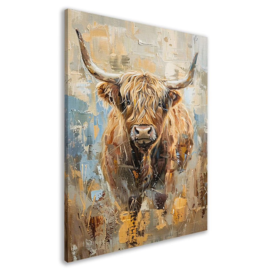 Abstract schilderij van een Schotse hooglander canvas