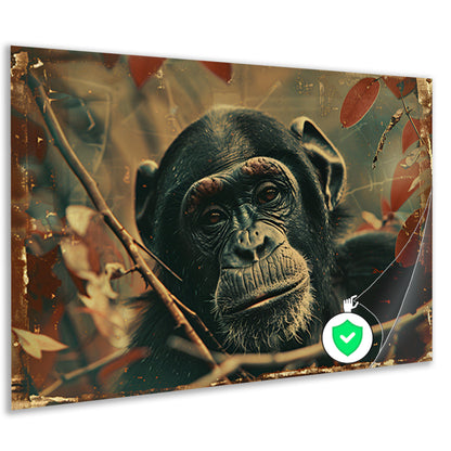 Serene Chimpansee in Sepia Jungle poster