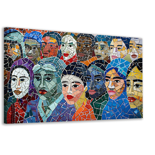 Abstracte kleurrijke mozaïek van diverse gezichten canvas