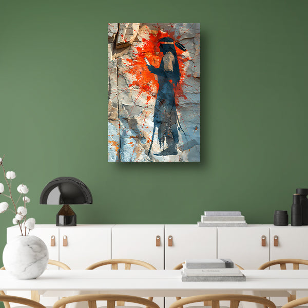 Modern Vrouw met Smartphone in Kleurspatten canvas