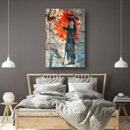 Modern Vrouw met Smartphone in Kleurspatten canvas