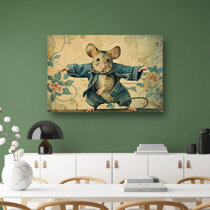 Schattige muis in vintage stijl gekleed  canvas