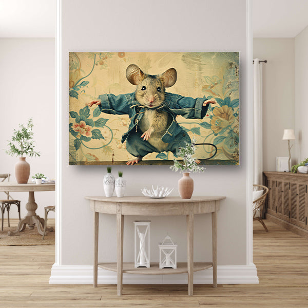 Schattige muis in vintage stijl gekleed  canvas