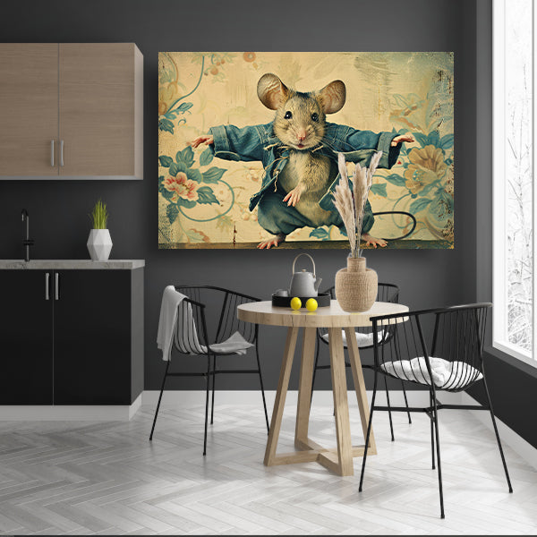 Schattige muis in vintage stijl gekleed  canvas