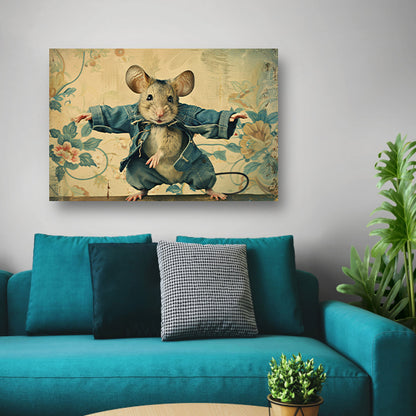 Schattige muis in vintage stijl gekleed  canvas