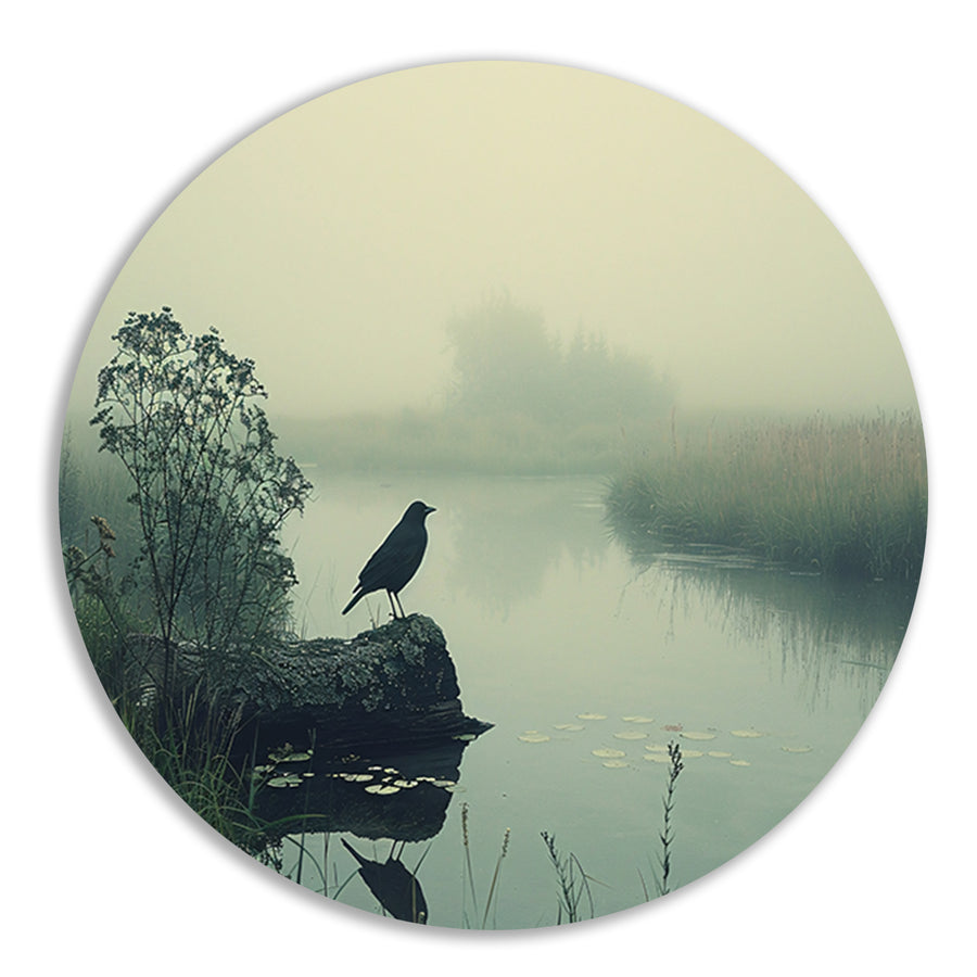 Klassiek vogel aan de rivier aluminium muurcirkel