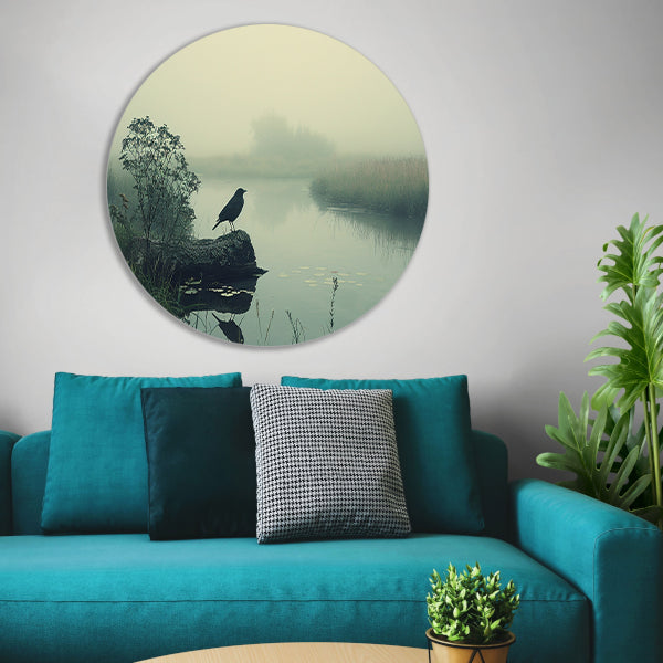 Klassiek vogel aan de rivier aluminium muurcirkel