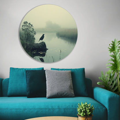 Klassiek vogel aan de rivier aluminium muurcirkel