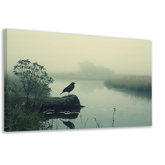 Klassiek vogel aan de rivier canvas