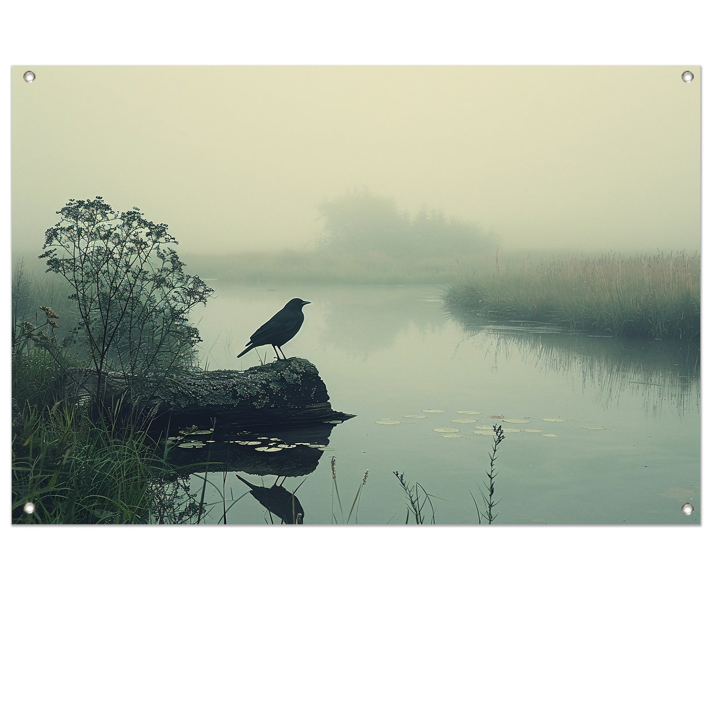 Klassiek vogel aan de rivier tuinposter