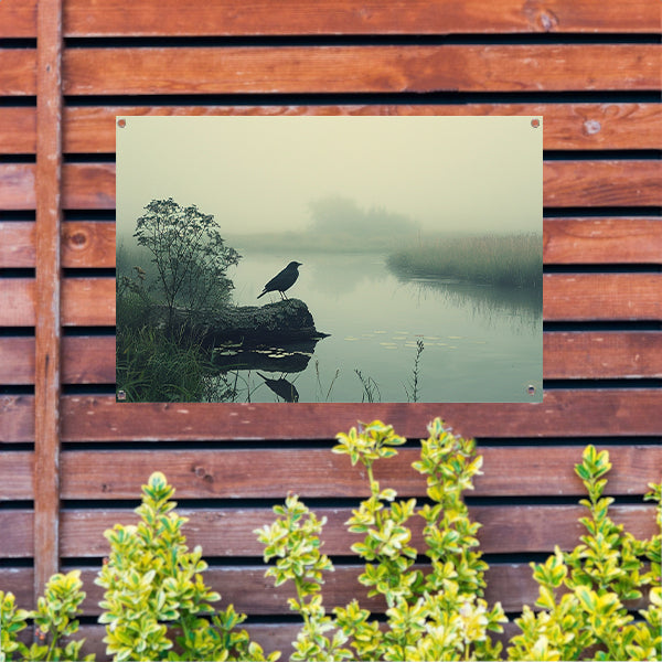 Klassiek vogel aan de rivier tuinposter