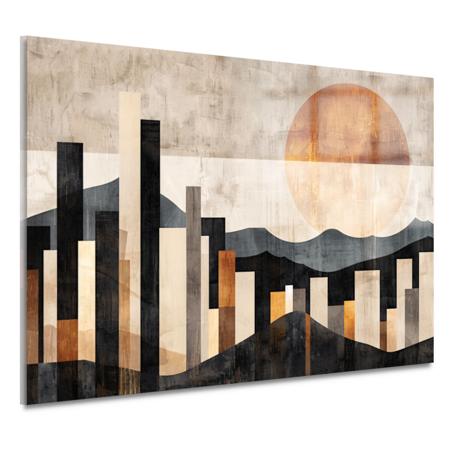 Minimalistische Stedelijke Skyline met Zon acrylglas