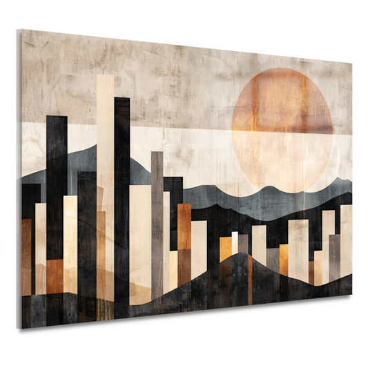 Minimalistische Stedelijke Skyline met Zon acrylglas