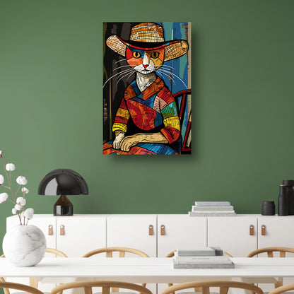 Kubistische Kat in Levendige Kleuren canvas