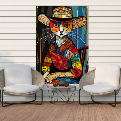 Kubistische Kat in Levendige Kleuren tuinposter