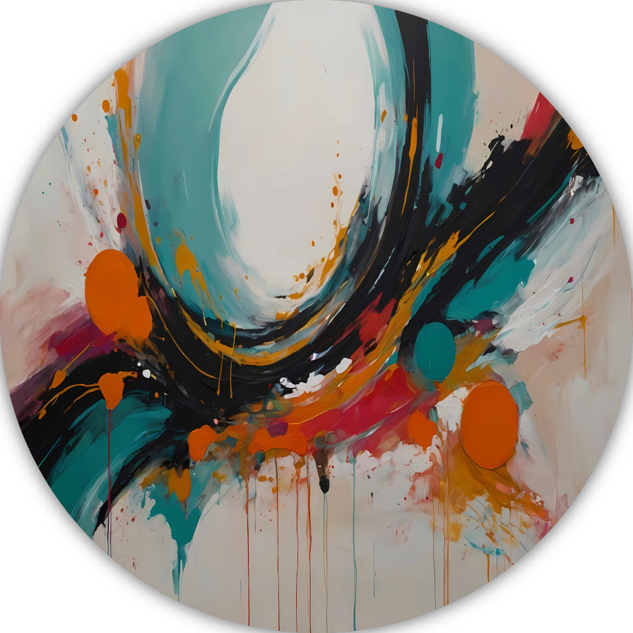 Abstracte Dans van Vorm en Kleur aluminium muurcirkel