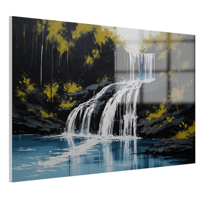Abstracte Waterval in Monochroom met Kleuraccenten acrylglas