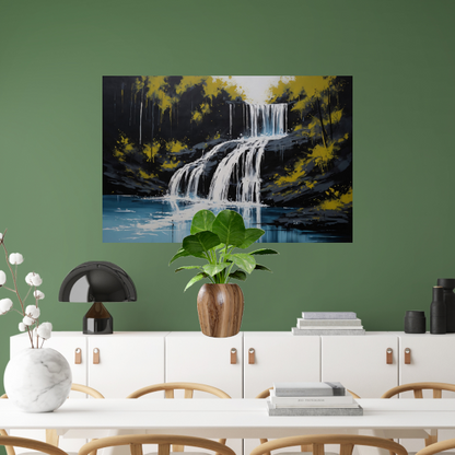 Abstracte Waterval in Monochroom met Kleuraccenten poster