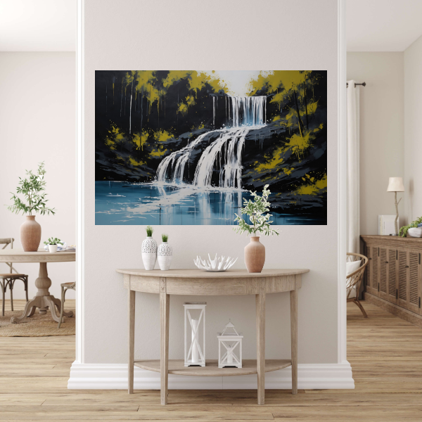 Abstracte Waterval in Monochroom met Kleuraccenten poster