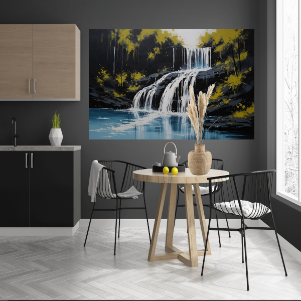 Abstracte Waterval in Monochroom met Kleuraccenten poster