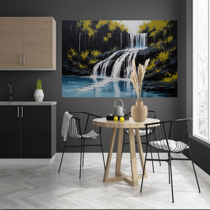 Abstracte Waterval in Monochroom met Kleuraccenten poster