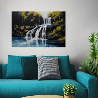 Abstracte Waterval in Monochroom met Kleuraccenten poster
