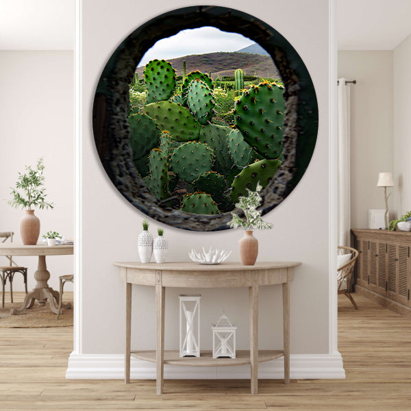 Cactussen door Houten Gat aluminium muurcirkel
