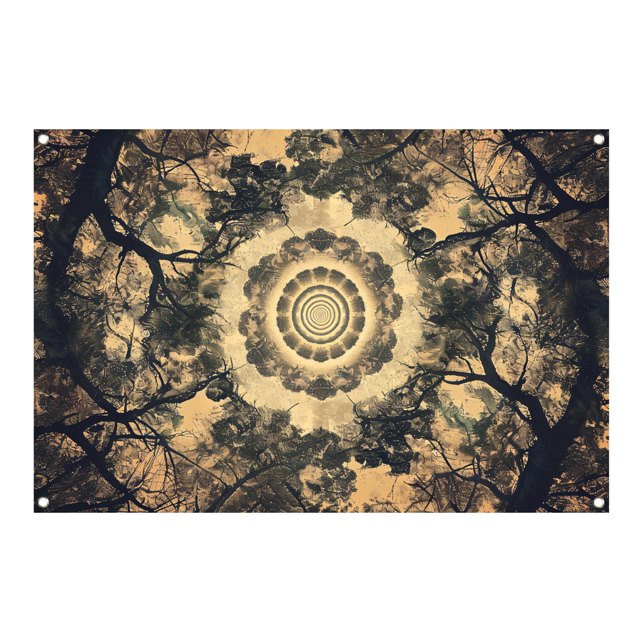 Bomenspiraal in caleidoscoop tuinposter