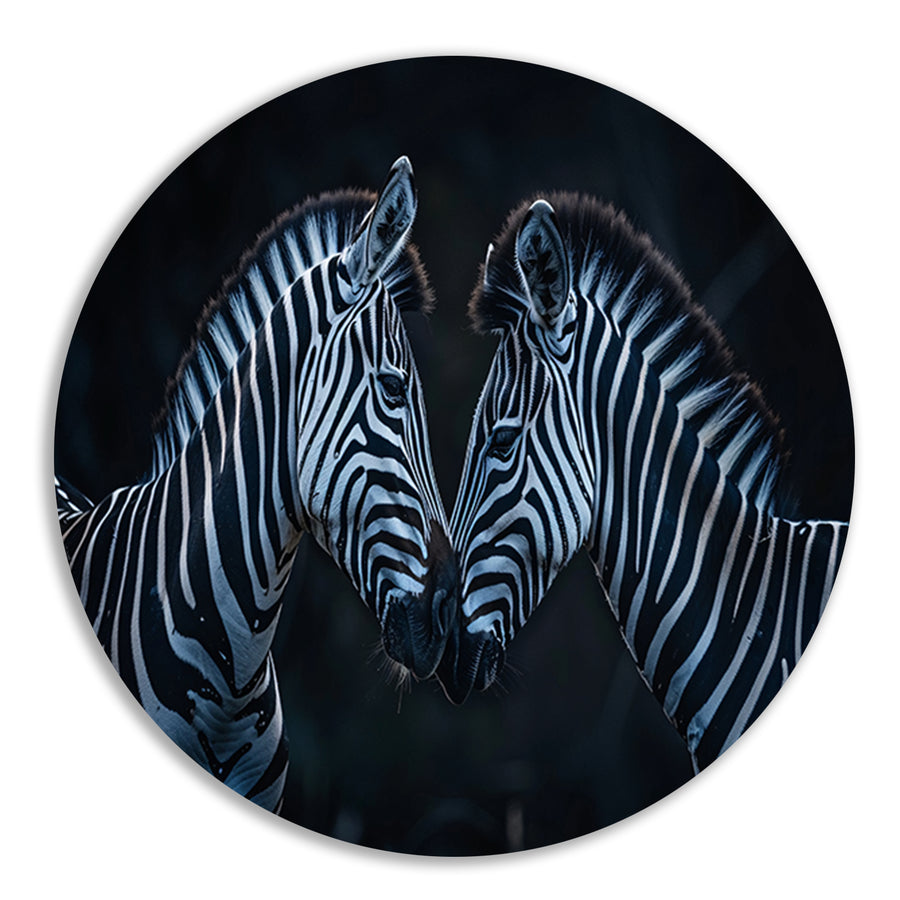 Twee zebra’s in donkere omgeving forex muurcirkel