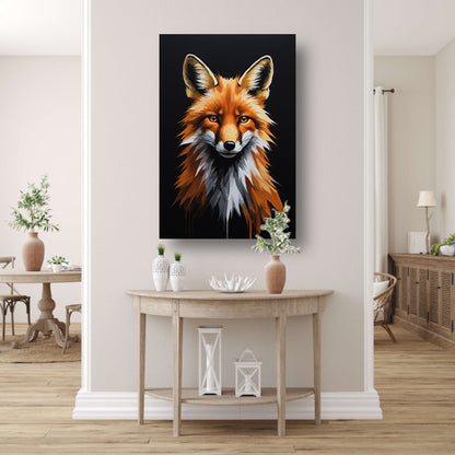 Intense Blik van een Kleurrijke Vos canvas met baklijst