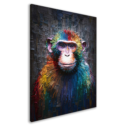 Expressieve Kleurrijke Aap met Dynamische Kwaststreken canvas