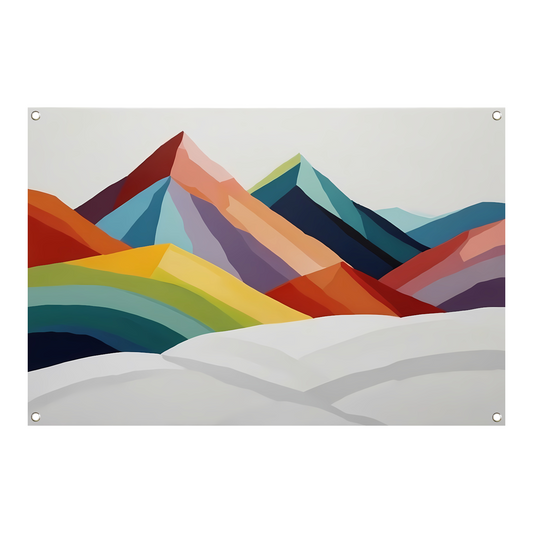 Abstracte Kleurrijke Bergen op Wit tuinposter