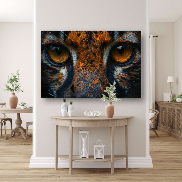 Diepe Ogen Verlicht door Mystieke Kleuren canvas met baklijst