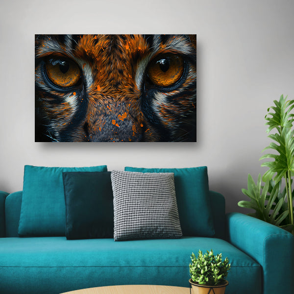 Diepe Ogen Verlicht door Mystieke Kleuren canvas met baklijst