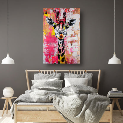 Kleurrijke giraffe met graffiti accenten acrylglas