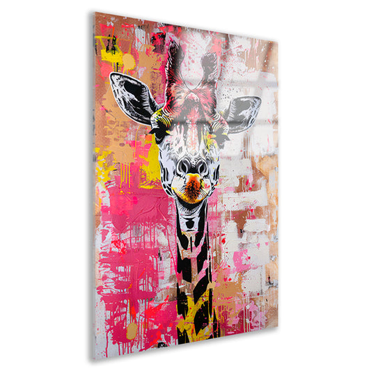 Kleurrijke giraffe met graffiti accenten acrylglas