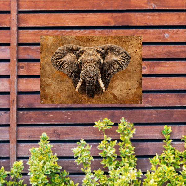Indrukwekkend portret van een Afrikaanse olifant tuinposter