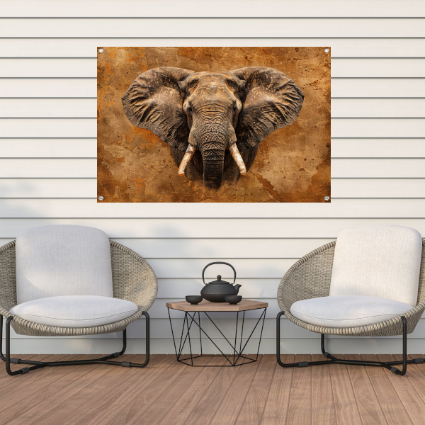 Indrukwekkend portret van een Afrikaanse olifant tuinposter